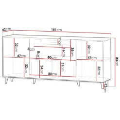 Madia moderna181x83h cm con camino elettrico cannettato quercia Essence