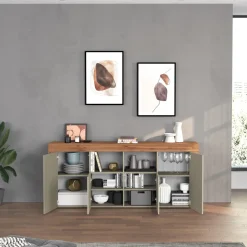 Madia moderna 200x85h cm tortora rovere Block