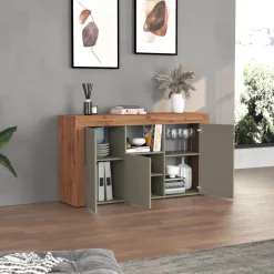 Madia moderna 155x85h cm tortora rovere Block