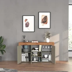 Madia moderna 155x85h cm tortora rovere Block