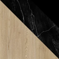 Madia moderna 184x75h cm 2 vani rovere effetto marmo nero Roundi