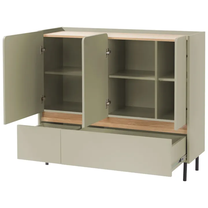 Madia soggiorno 120x105h cm 3 ante 2 cassetti verde rovere chiaro Linfa