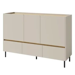 Madia soggiorno 150x105h cm 3 ante 3 cassetti beige cashmere rovere chiaro Linfa