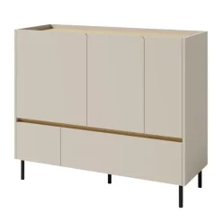Madia soggiorno 120x105h cm 3 ante 2 cassetti beige cashmere rovere chiaro Linfa