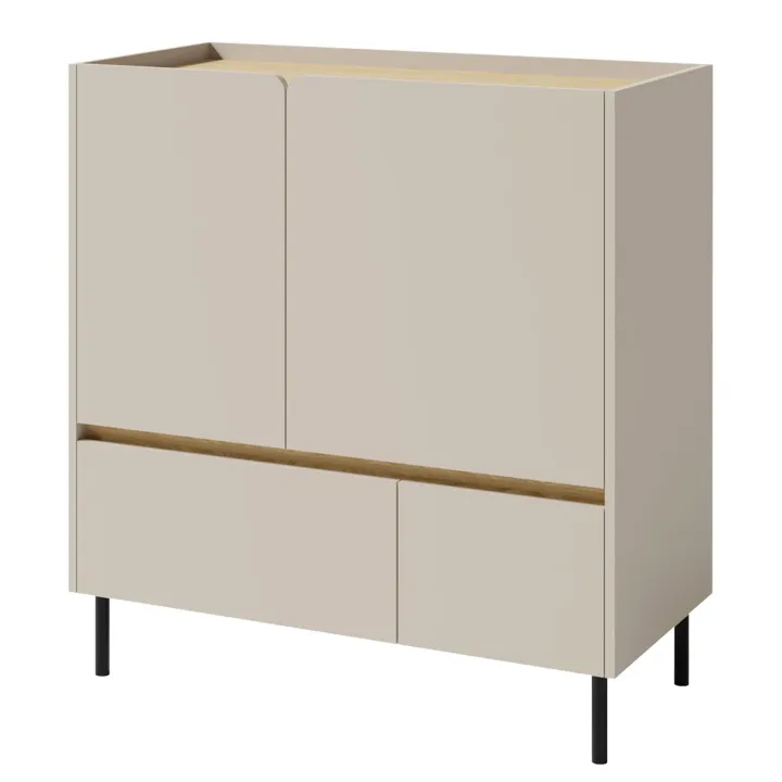 Madia soggiorno 95x105h cm 2 ante 2 cassetti beige cashmere rovere chiaro Linfa