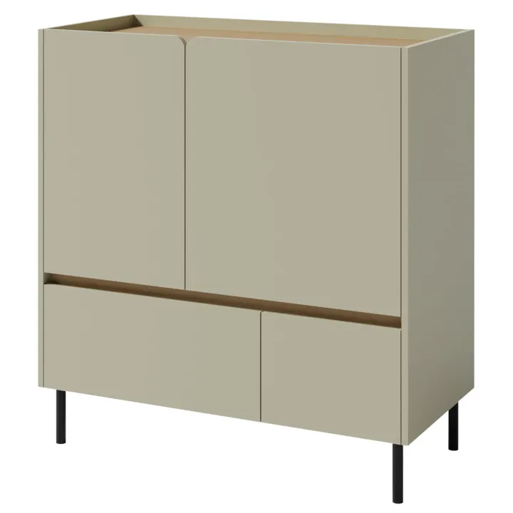 Madia soggiorno 95x105h cm 2 ante 2 cassetti verde rovere chiaro Linfa