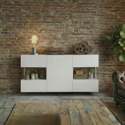 Madia sospesa 120x62h cm moderna bianco rovere Fusion