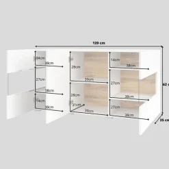 Madia sospesa 120x62h cm moderna bianco rovere Fusion