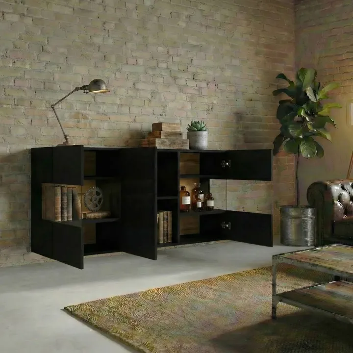 Madia sospesa 120x62h cm moderna nero rovere Fusion