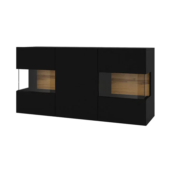 Madia sospesa 120x62h cm moderna nero rovere Fusion