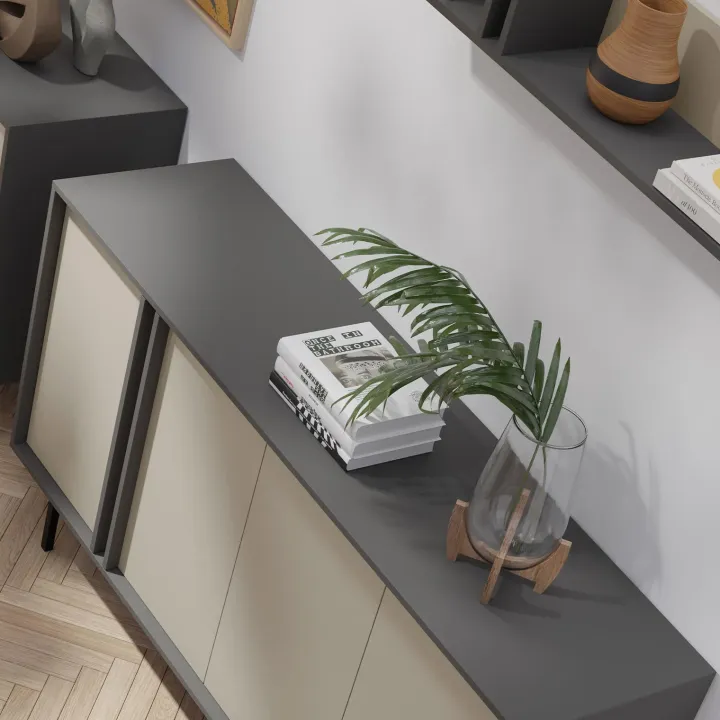 Madia 163x87 cm 4 ante antracite beige Essenzia