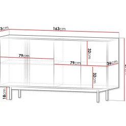 Madia 163x87 cm 4 ante antracite rovere Essenzia