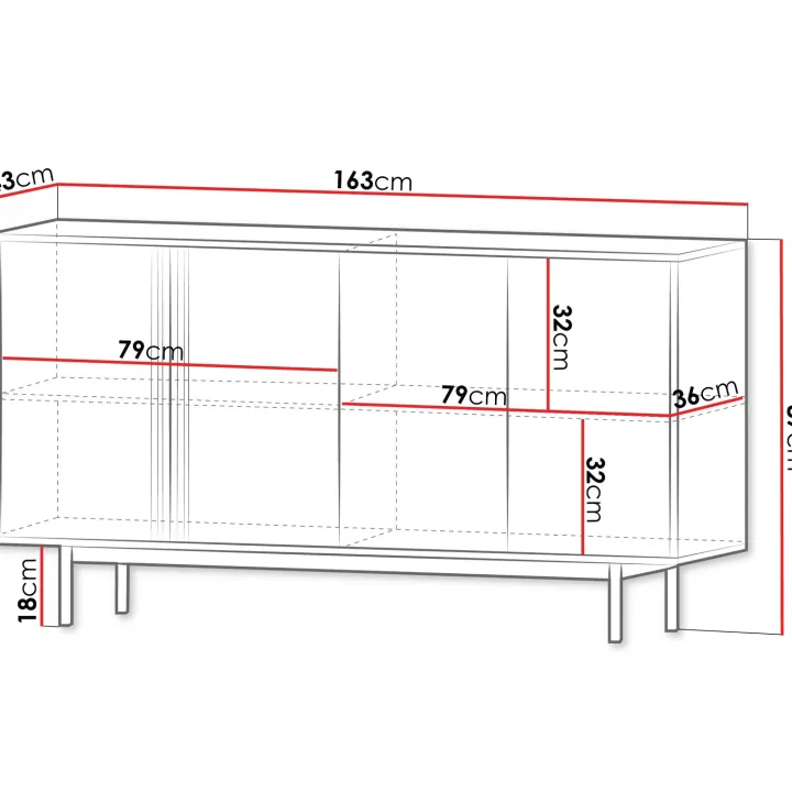 Madia 163x87 cm 4 ante antracite rovere Essenzia