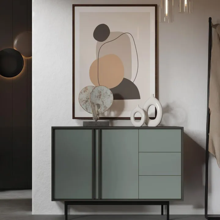 Madia 123x87 cm 2 ante 3 cassetti antracite verde Essenzia