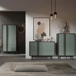 Madia 123x87 cm 2 ante 3 cassetti antracite verde Essenzia