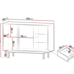 Madia 123x87 cm 2 ante 3 cassetti antracite rovere Essenzia