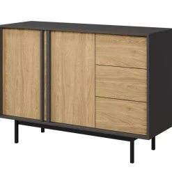 Madia 123x87 cm 2 ante 3 cassetti antracite rovere Essenzia
