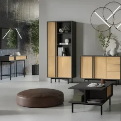 Madia 123x87 cm 2 ante 3 cassetti antracite rovere Essenzia