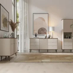 Madia 130x82 cm 3 ante 3 cassetti beige cashmere noce Arden