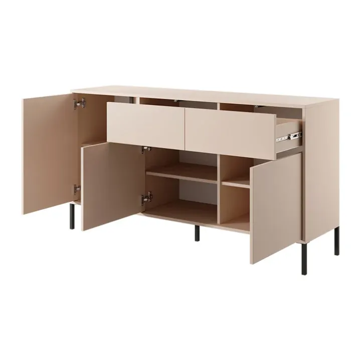Madia 153x82cm 3 ante 2 cassetti moderna beige Melly