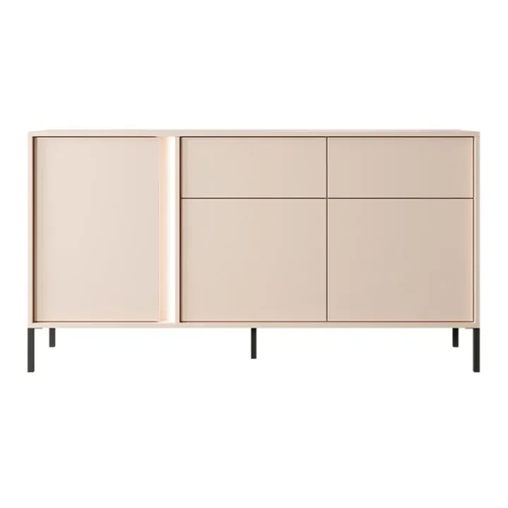 Madia 153x82cm 3 ante 2 cassetti moderna beige Melly