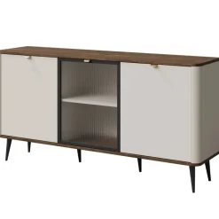 Madia 160x82 cm 3 ante con anta vetrata beige cashmere noce Arden
