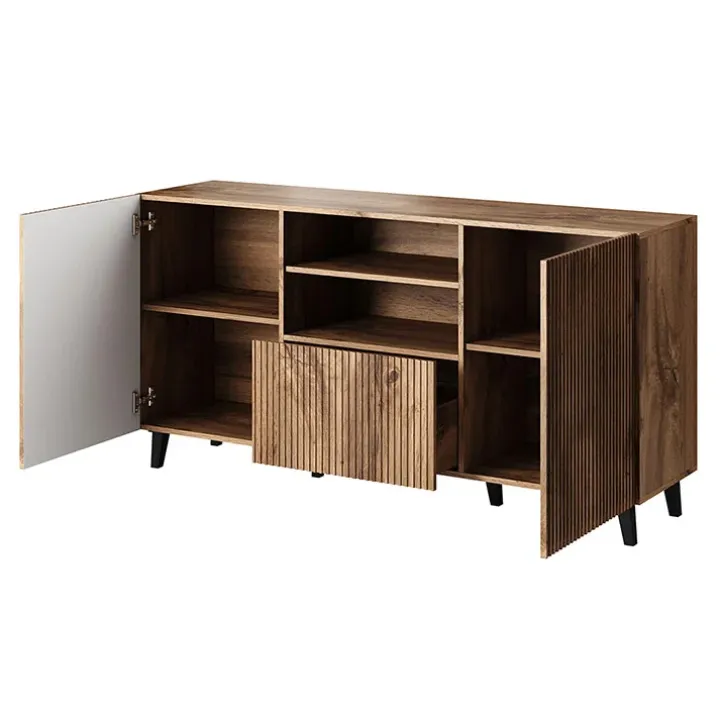 Madia 151x83cm 3 ante moderna industrial cannettato quercia Essence