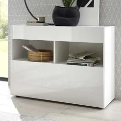 Madia 111x82h cm 1 anta a ribalta 1 cassetto bianco opaco e lucido Steppi