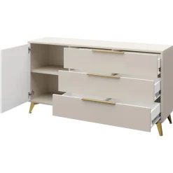 Madia 154x80h cm 1 anta 6 cassetti beige con frontali serigrafati Miriam