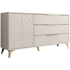 Madia 154x80h cm 1 anta 6 cassetti beige con frontali serigrafati Miriam