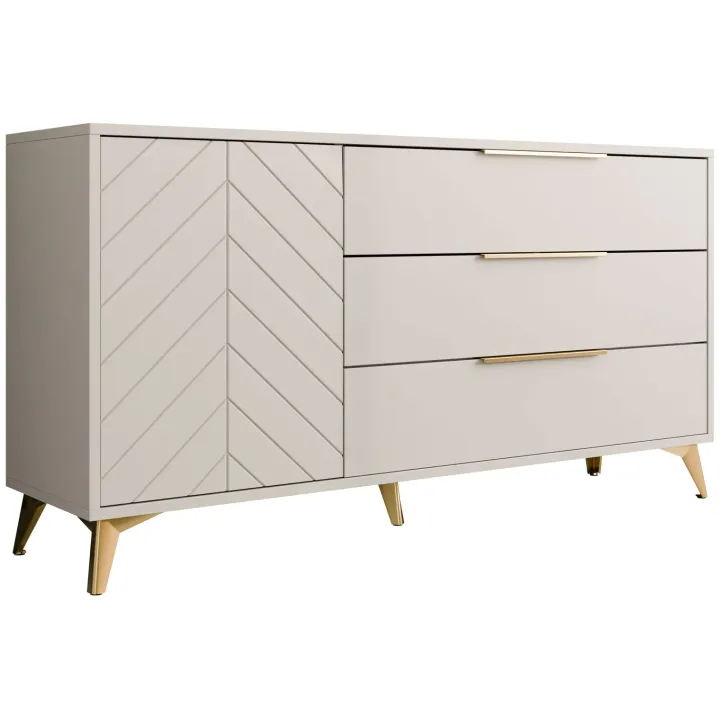 Madia 154x80h cm 1 anta 6 cassetti beige con frontali serigrafati Miriam
