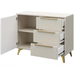 Madia 104x80h cm 1 anta 3 cassetti beige con frontali serigrafati Miriam