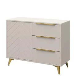 Madia 104x80h cm 1 anta 3 cassetti beige con frontali serigrafati Miriam