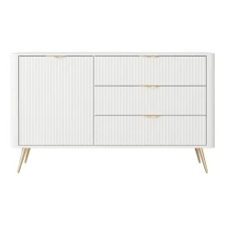 Madia 138x81h cm 1 anta 3 cassetti bianco opaco cannettato Ramis