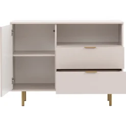 Madia 107x80h cm 1 anta 2 cassetti cannettato moderna beige Vanessa
