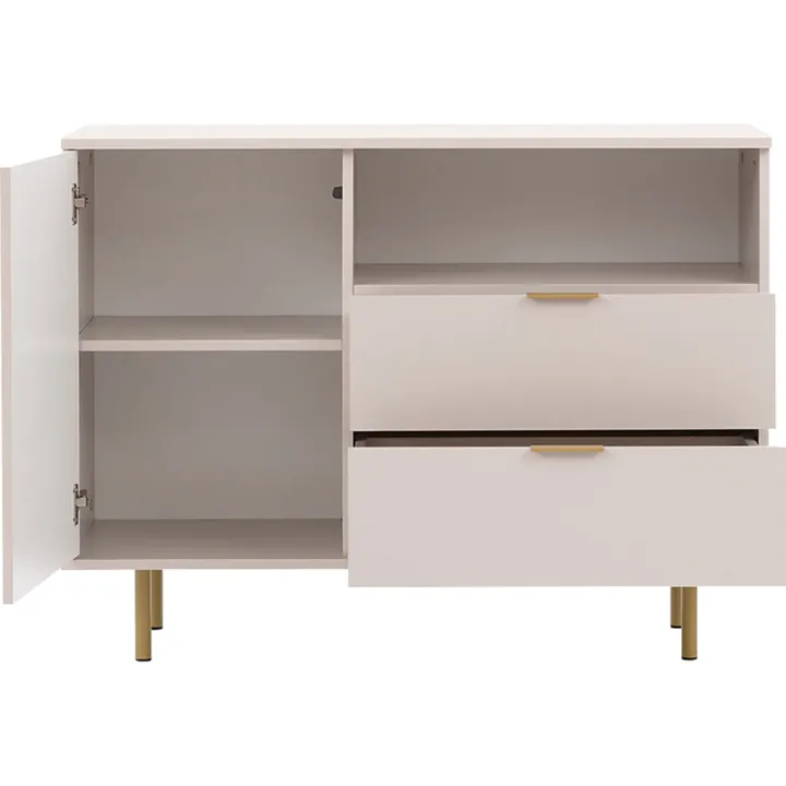 Madia 107x80h cm 1 anta 2 cassetti cannettato moderna beige Vanessa