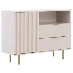 Madia 107x80h cm 1 anta 2 cassetti cannettato moderna beige Vanessa