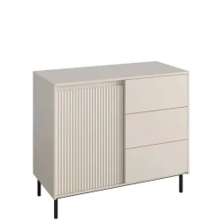 Madia 103x90h cm 1 anta 3 cassetti design cannettato beige cashmere Strike