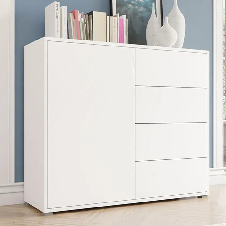 Madia 100x93h cm 1 anta 4 cassetti moderna bianco Eindhoven