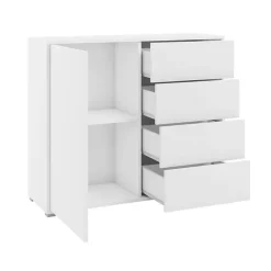 Madia 100x93h cm 1 anta 4 cassetti moderna bianco Eindhoven