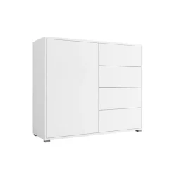 Madia 100x93h cm 1 anta 4 cassetti moderna bianco Eindhoven