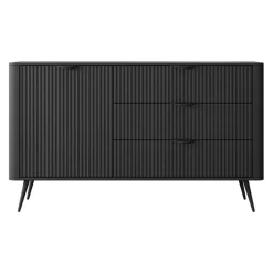 Madia 138x81h cm 1 anta 3 cassetti nero opaco cannettato Ramis