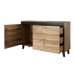 Madia 138x83h cm 1 anta 3 cassetti rovere antracite Salisburgo