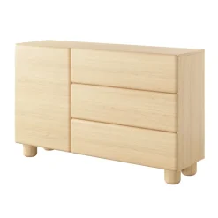 Madia 130x80h cm 1 anta 3 cassetti soggiorno rovere chiaro Mellow
