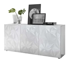 Madia 181x84h cm 3 ante bianco lucido laccato con serigrafia Marvis
