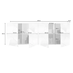 Madia 241x84h cm 4 ante bianco lucido con specchio e serigrafia Olimpo