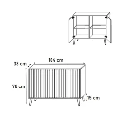 Madia 104x78h cm 2 ante cannettate moderna bianco Celestia
