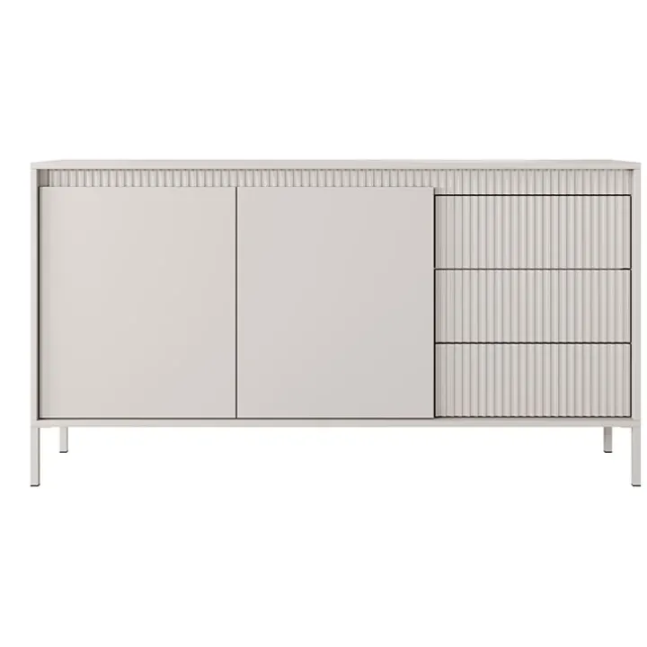 Madia 154x82h cm 2 ante 3 cassetti beige cannettato Ciar