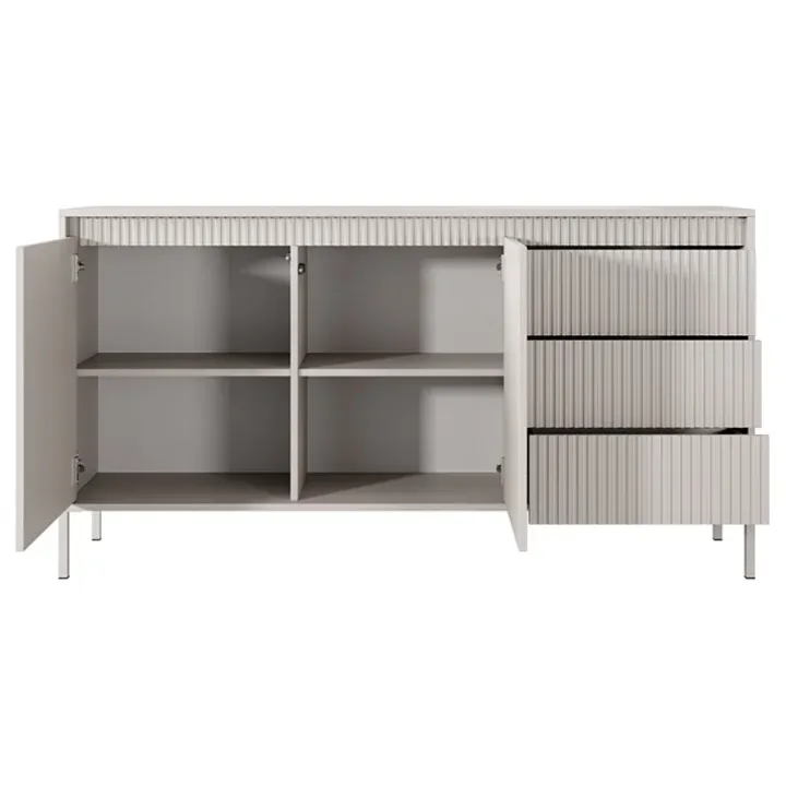 Madia 154x82h cm 2 ante 3 cassetti beige cannettato Ciar