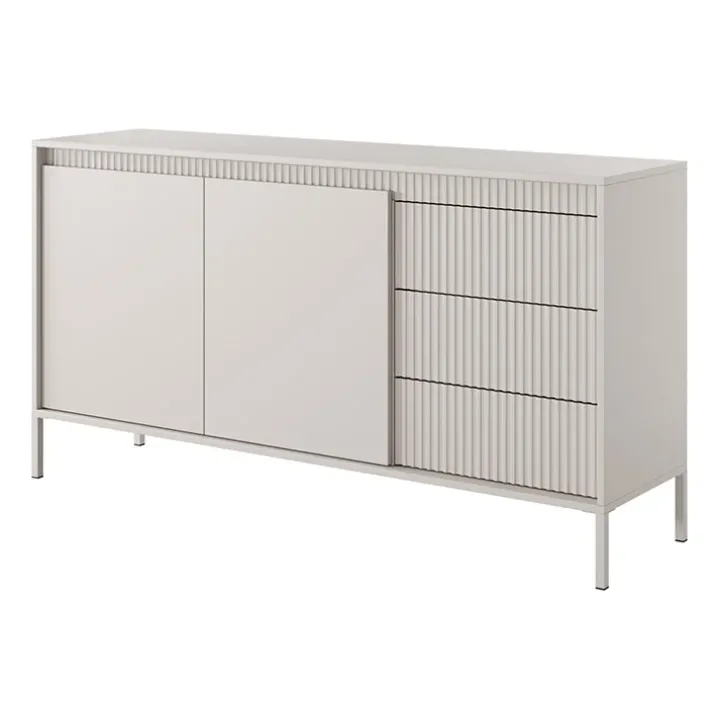 Madia 154x82h cm 2 ante 3 cassetti beige cannettato Ciar